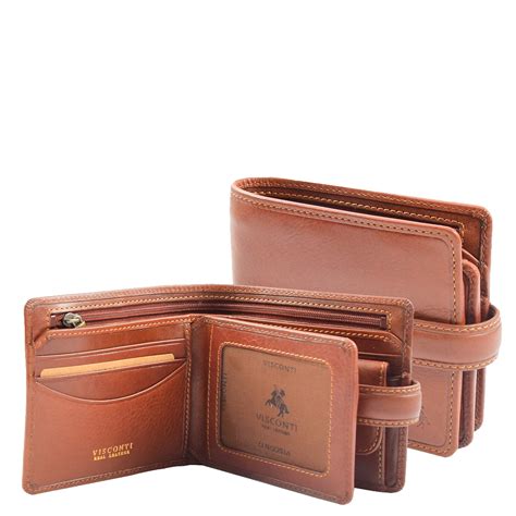 mens real leather wallet coins notes rfid tan house  leather