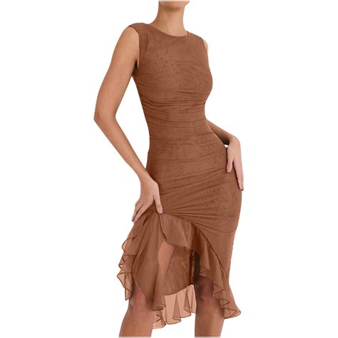 RYDCOT Homecoming Dresses for Teens 2024 Sleeveless Mesh Patchwork