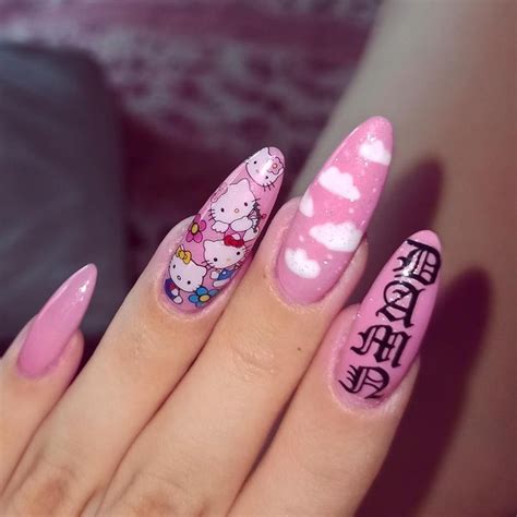 Маникюр хелло Китти | Маникюр hello kitty, Розовые ногти, Дизайнерские ...