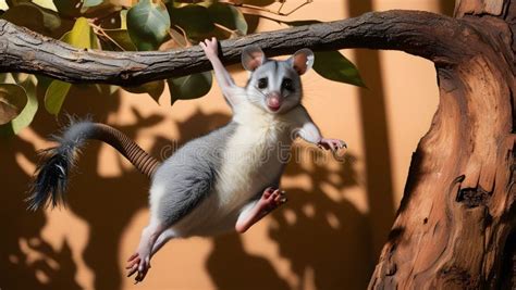 dance   trees  western ringtail possum  playful action
