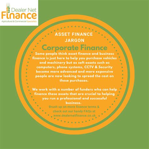 asset finance jargon corporate finance dealer net finance