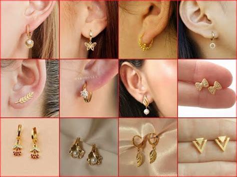 latest  stylish light weight gold earrings designsimple daily wear