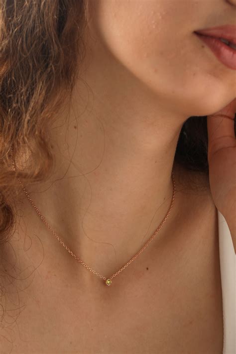 Dainty Birth Stone Necklace Tiny Birthstone Jewelry Peridot - Etsy