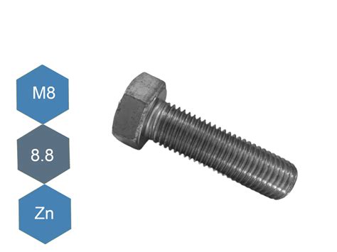 DIN 933 болт с шестигранной головкой М8 8.8 цинк