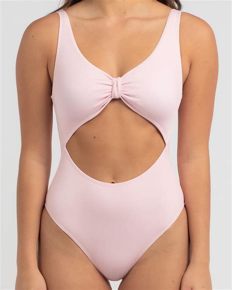 Shop Kaiami Asher Rib One Piece Swimsuit In Dusty Pink - Fast Shipping