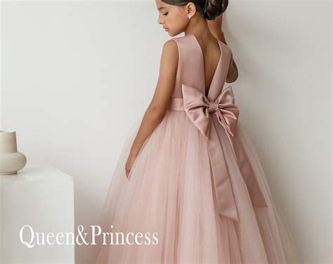 Dusty Rose Flower Girl Dress, Tulle Flower Dress, Satin Girl Dress ...