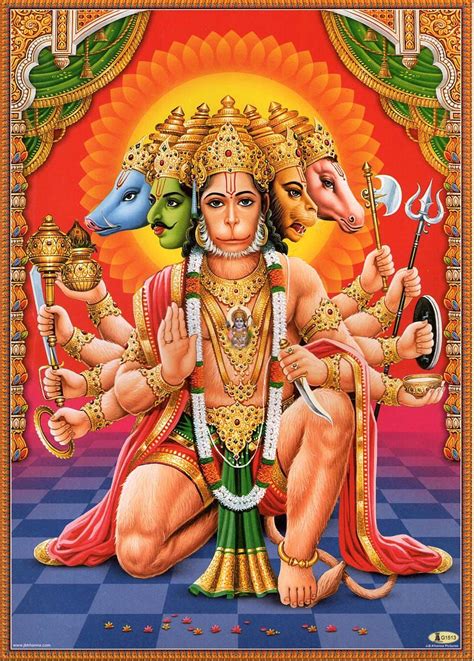 hanuman large vintage style indian hindu devotional poster print