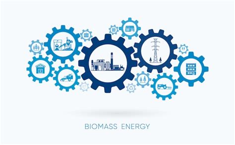 Premium Vector | Biomass energy, biomass power plant with gear icon