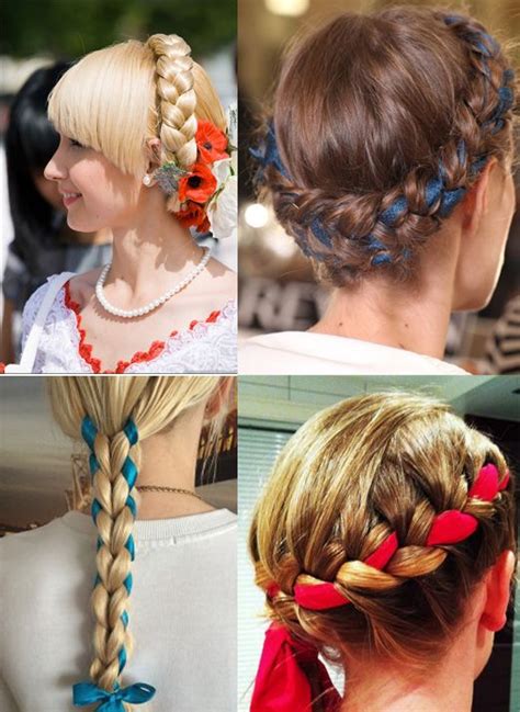 косы ленты | Ribbon hairstyle, Braided hairstyles, Hair styles