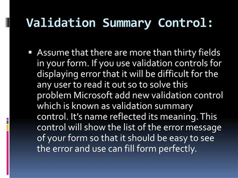 working  validation controls powerpoint
