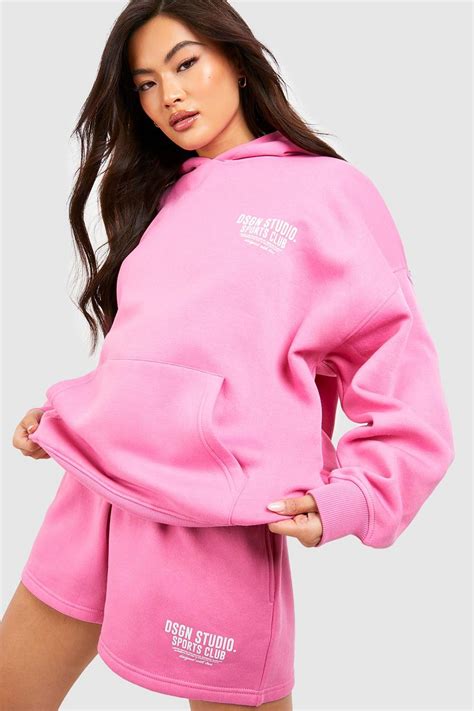 Pink Dsgn Studio Sports Club Slogan Oversized Hoodie | boohoo UK