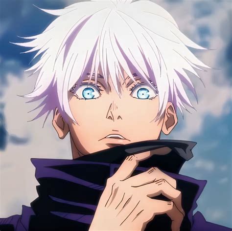 cute anime character  white hair  blue eyes gojo  eye