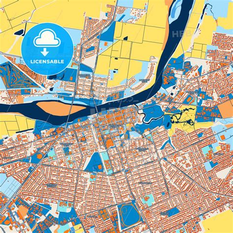 colorful bundaberg street map  labels  buildings hebstreits