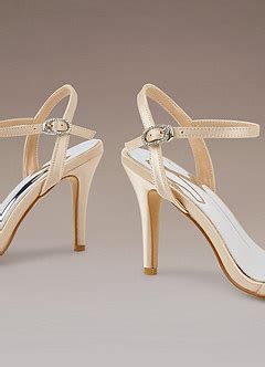 Champagne Champagne Satin Ankle Strap High Heels | Azazie