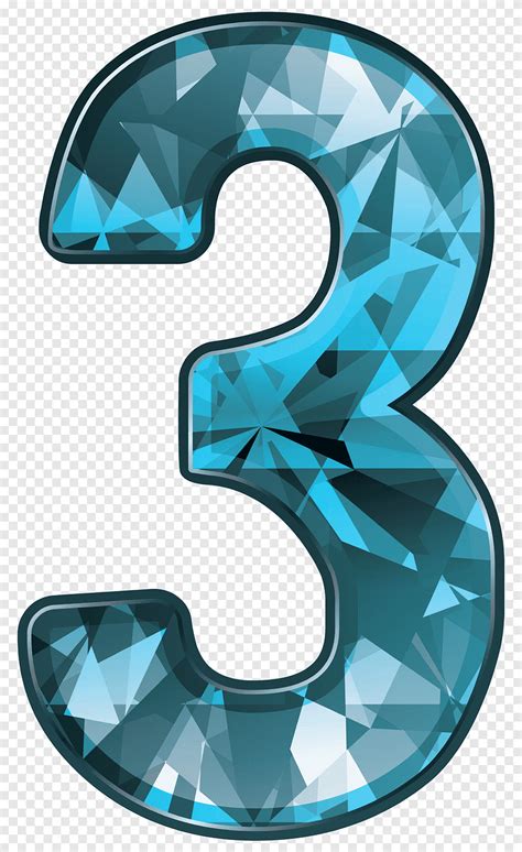 Number 3 illustration, Number, Blue Crystal Number Three, teal, number ...