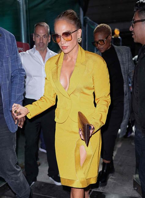 Jennifer Lopez Is Topless Under Yellow Skirt Suit With Surprising Cutout