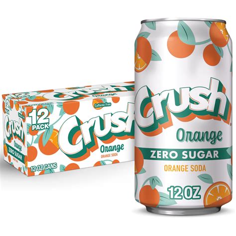 Crush Zero Calorie Orange Soda, Caffeine Free, 12 fl oz, 12 Pack Cans