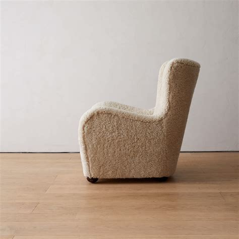 Tall Danish Cabinetmaker Wingback Chair - Lawton Mull