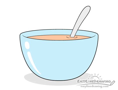 How to Draw a Bowl of Soup Step by Step - EasyLineDrawing