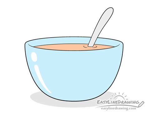 How to Draw a Bowl of Soup Step by Step - EasyLineDrawing