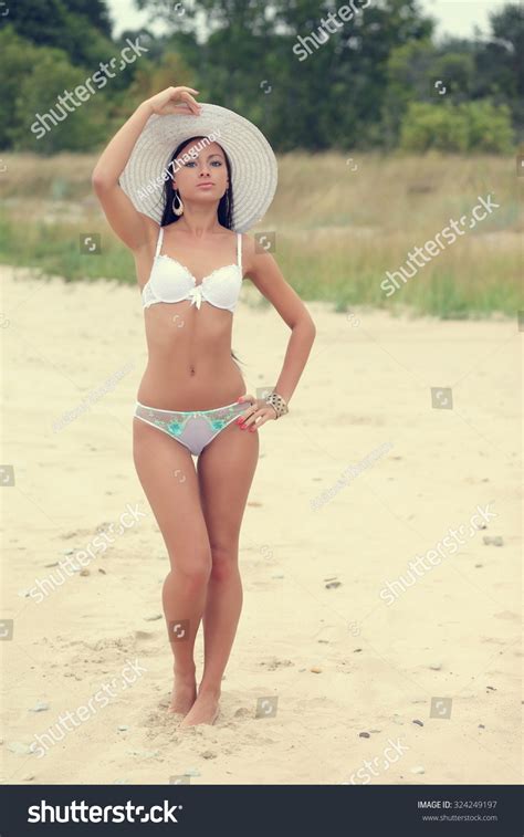 sexy young woman white lingerie  stock photo edit