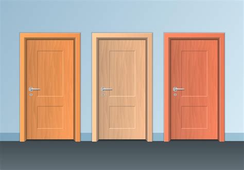 Реалистичные подробные трехмерные современные деревянные закрытые двери ...