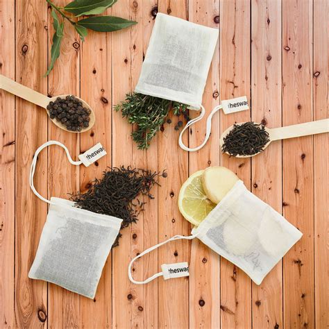 Set of reusable tea bags made from 100% unbleached and unseeded cotton ...