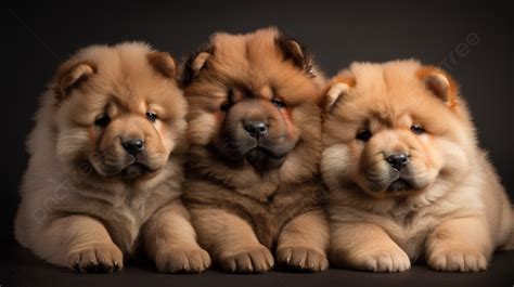 Three Brown Chow Chow Puppies Are In Front Of A Black Background, Picture Of Chow Chow Puppies ...