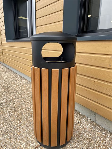 Poubelle bois extérieur ronde 60L