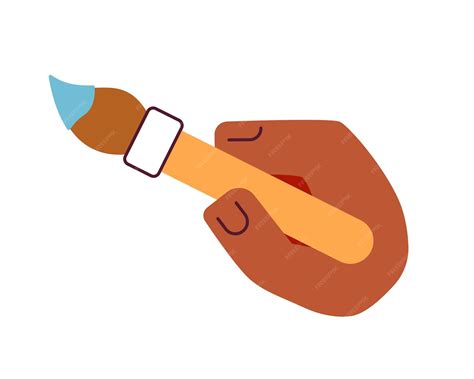 Premium Vector | Hand holding paintbrush semi flat colour vector object