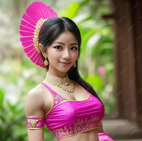 Premium Photo | Beautiful asian girl in thai traditional costume with