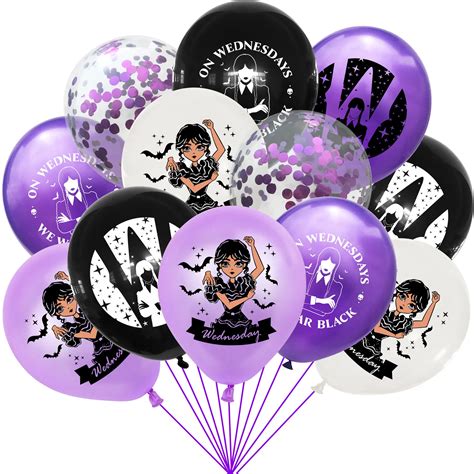 Ensemble de Ballons en Latex Addams pour Décoration de ix, Violet, Noir