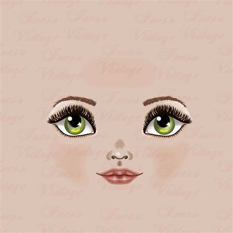 Doll Face Print Beautiful Doll Face Clipart Green Eyes - Etsy UK