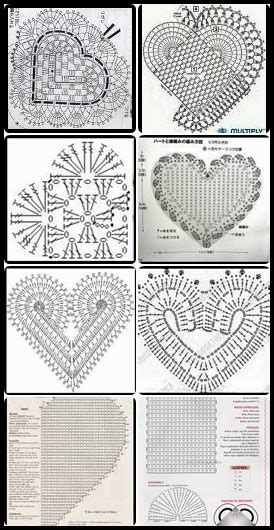 Gráfico De Coração De Crochê - Gráfico para Crochê em Forma de Coração-Gráficos-Amor por Art em Crochê