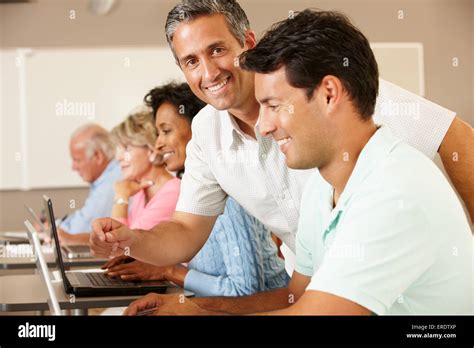 teacher  mature students  class stock photo alamy
