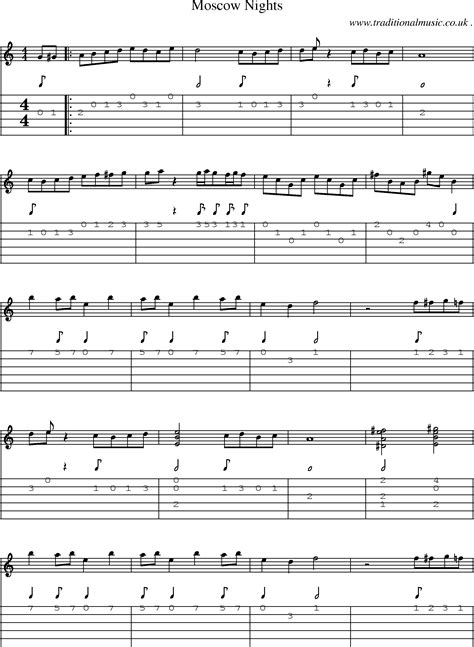 Common session tunes, Scores and Tabs for Guitar - Moscow Nights