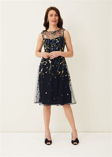 Esmeralda Embroidered Fit & Flare Dress | Phase Eight UK