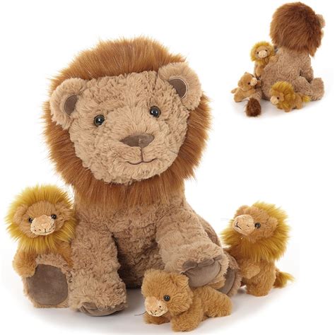 Amazon.com: Karister Lion Stuffed Animal Set, Mother Lion Plush with 3