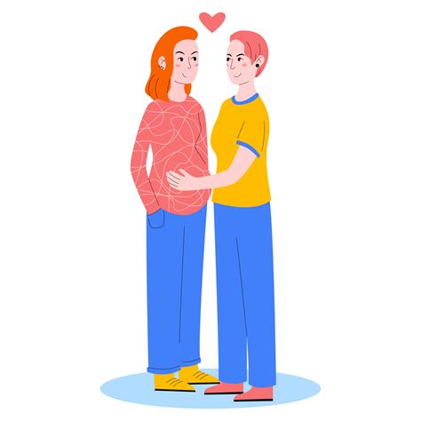 Pregnant lesbian, lesbian family, artificial insemination. Girl touches