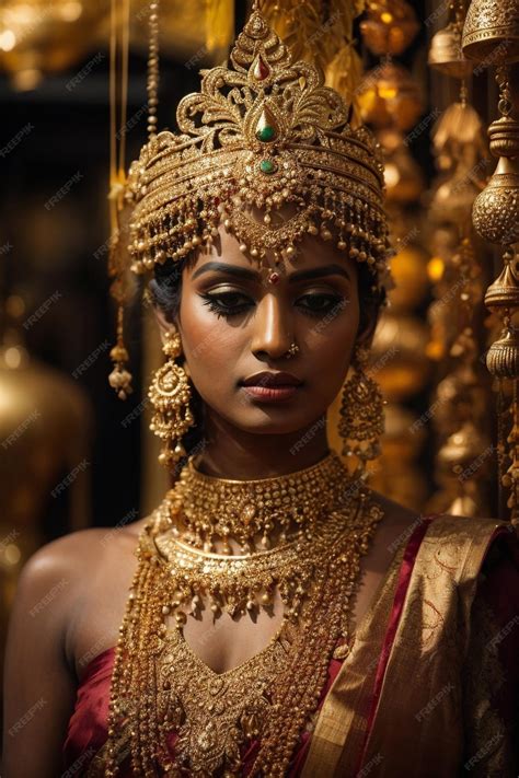 Premium AI Image | Indian woman wearing gold jewellery