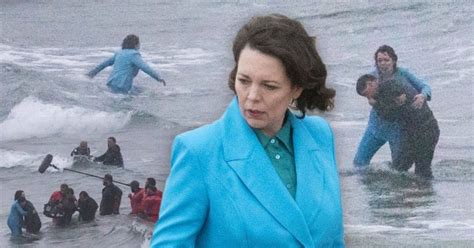 Olivia Colman takes a plunge in the sea in rescue scene for film ...