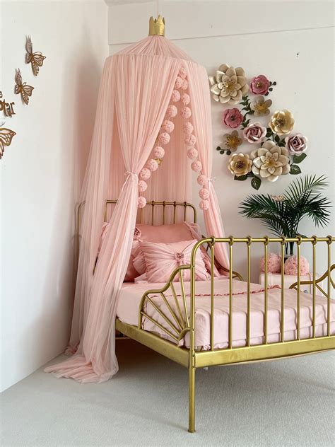 Baby Pink Canopy, Light Pink Tulle Canopy, Soft Pink Bed Curtains, Crib Canopy, Kids Tent ...