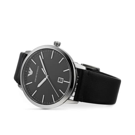 Emporio Armani Black Leather Gents Watch AR11193 | Goldsmiths