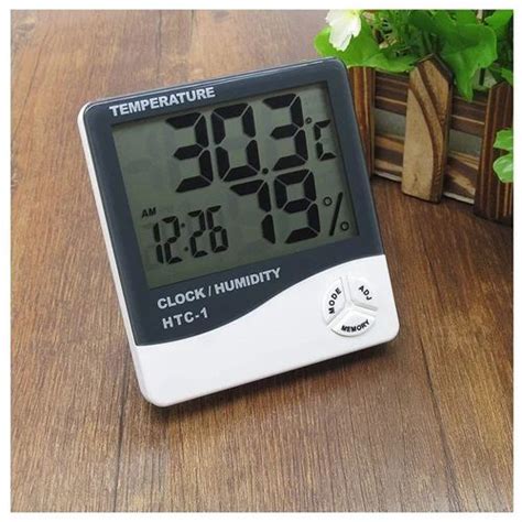 digital display temperature humidity clock  battery powered  rs