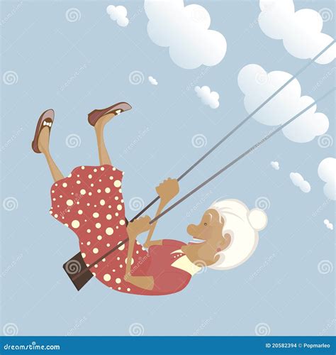 A Happy Shildish Granny on the Swing Stock Vector - Illustration of