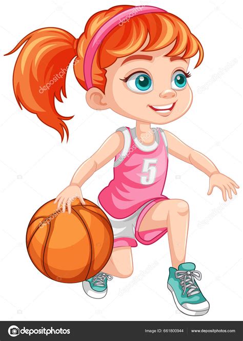 Cute Girl Playing Basketball Illustration Stock Vector by
