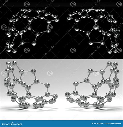 Shiny Molecules On Black And White Stock Illustration - Illustration of ...