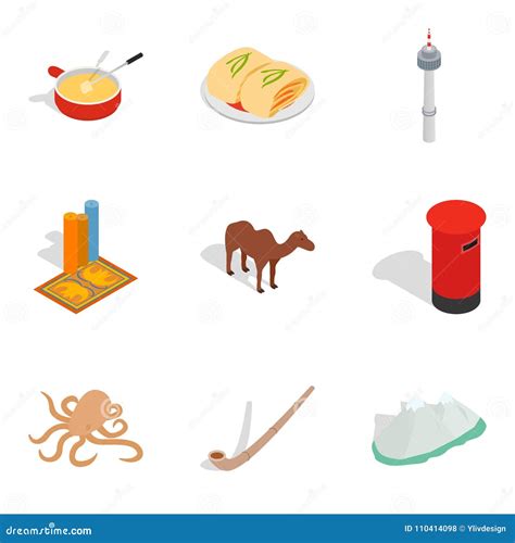 multitude icons set isometric style stock vector illustration