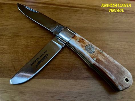 Parker Cut. Co. 1980's 2-Blade Bullet Trapper w/Smooth Bone Scales ~ Japan