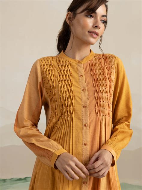 Autumn Leaves Smock Dress | Chrome Yellow | Buna Studio – BunaStudio